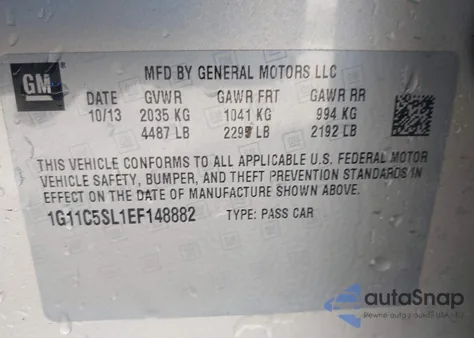 2014 Chevrolet Malibu 1Lt from USA, damaged, VIN 1G11C5SL1EF148882